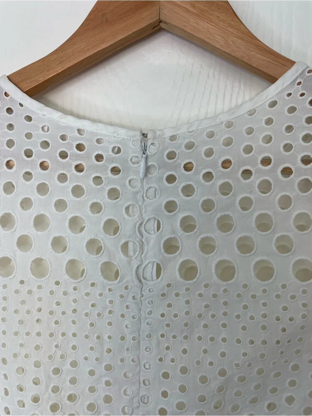 Michael Kors White Eyelet Cotton Peplum Top Small